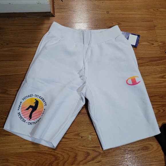 Champion Cobra Kai Reverse Weave Cut Off Shorts Miyagi Karate Dojo White… - Picture 5 of 8
